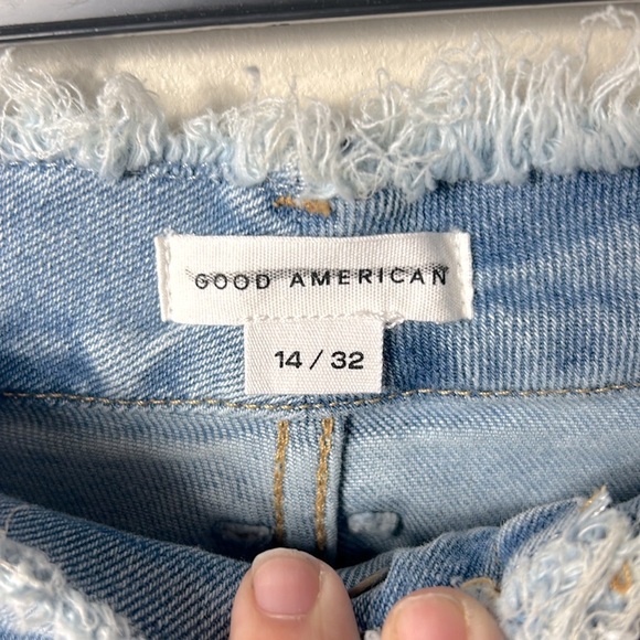 NWT Good American Good straight frayed waistband hem jeans - Picture 10 of 11